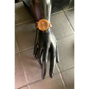 Nine West Rose Gold Tone NW1319 Genuine Leather strap watch, AS IS condition